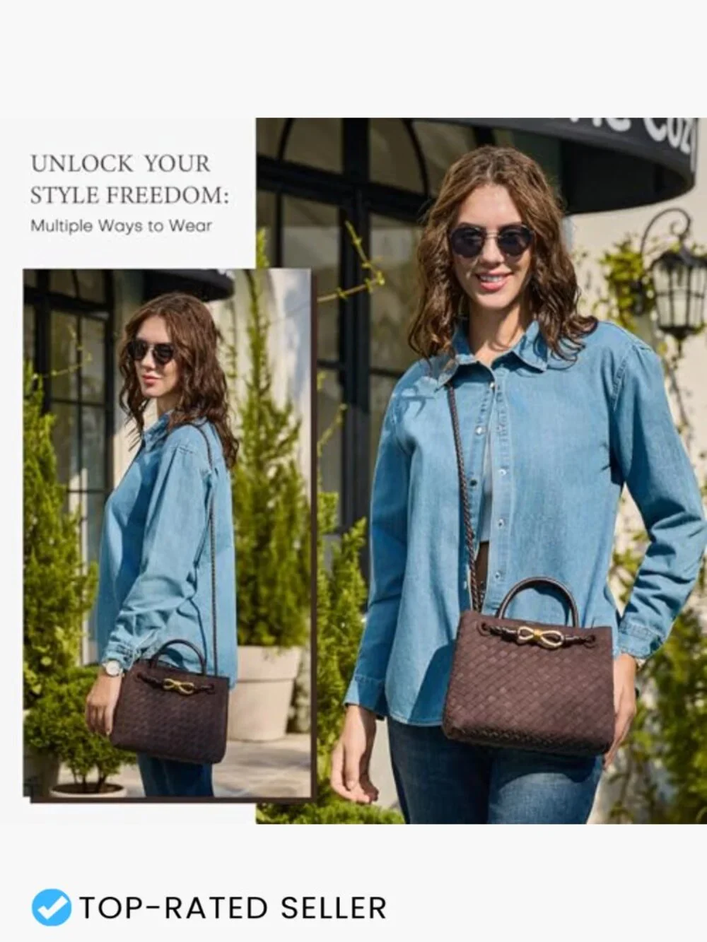 Woven Tote Bag For Women Chic | Handmade Purse With Top Handle Crossbody